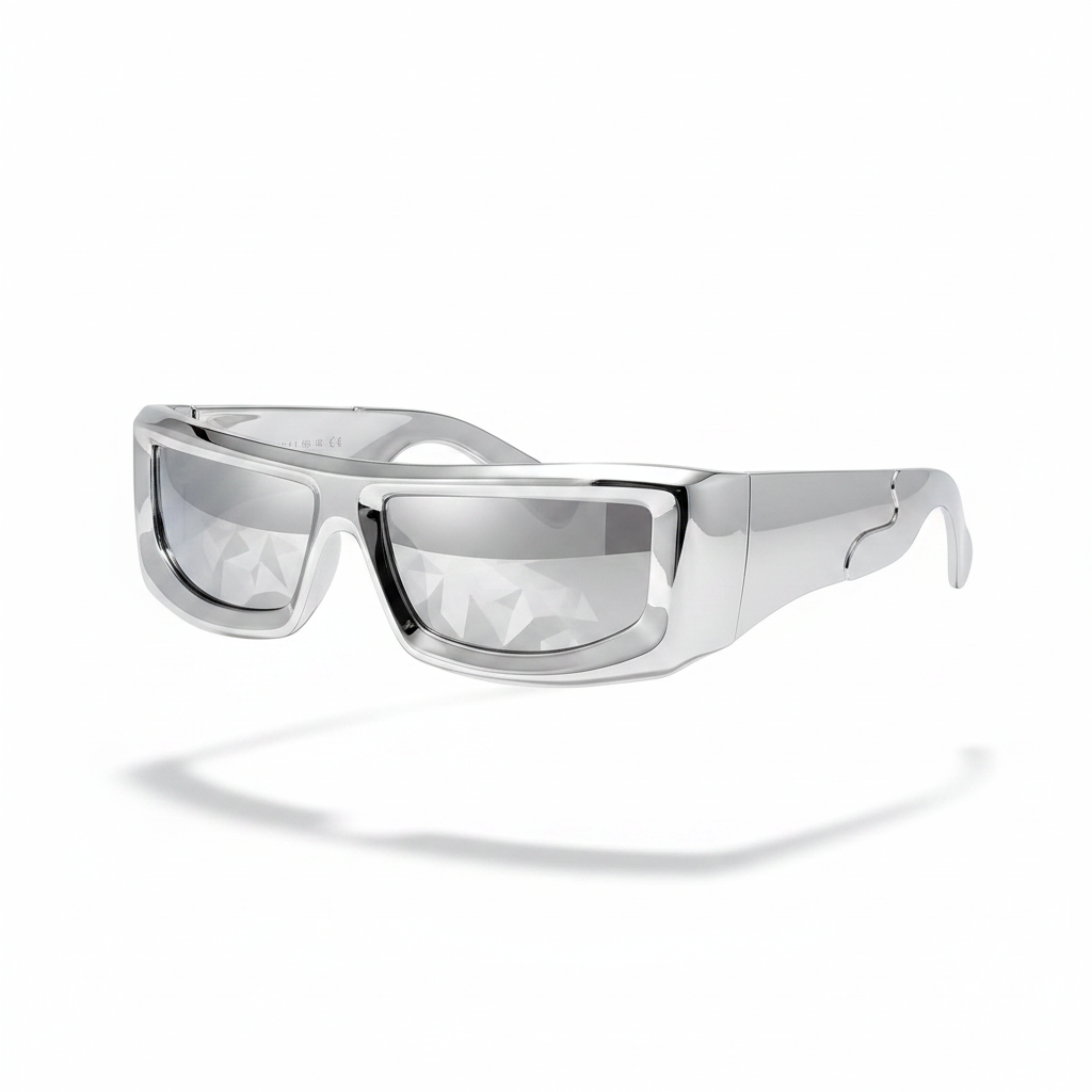 Silver chrome sunglasses product photo white background